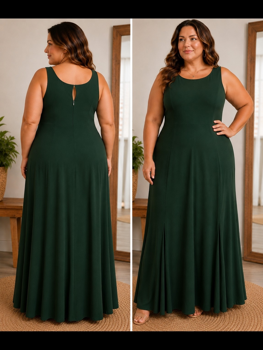 NWT Jump Apparel Forest Green Sleeveless Maxi Dress Sz 2X